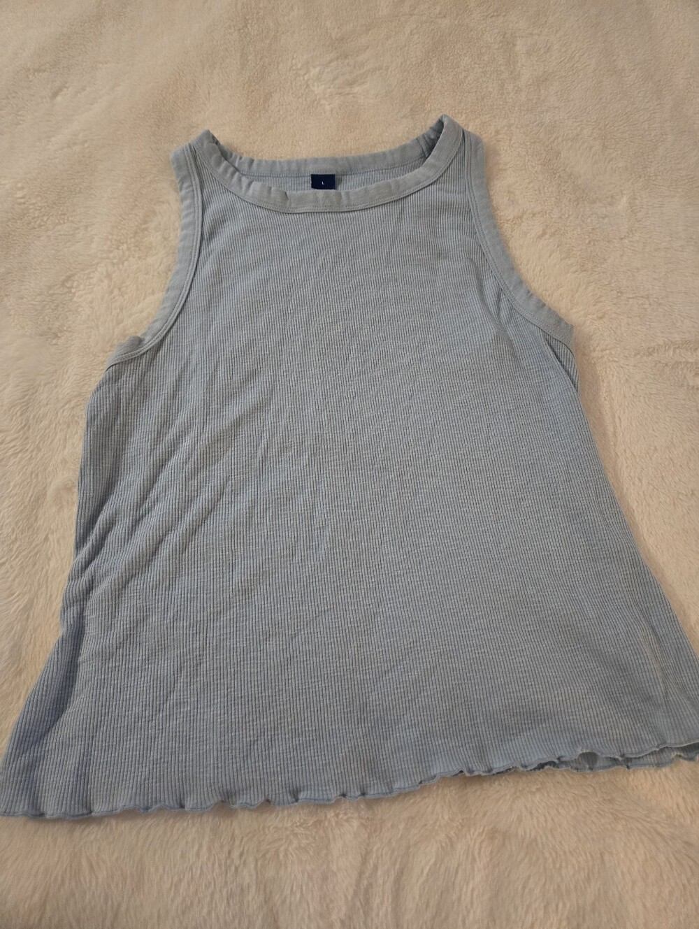 Old Navy Light Blue Ribbed Tank Top - Women's Casual Sleeveless Top